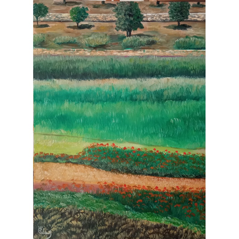 Paisaje y amapolas